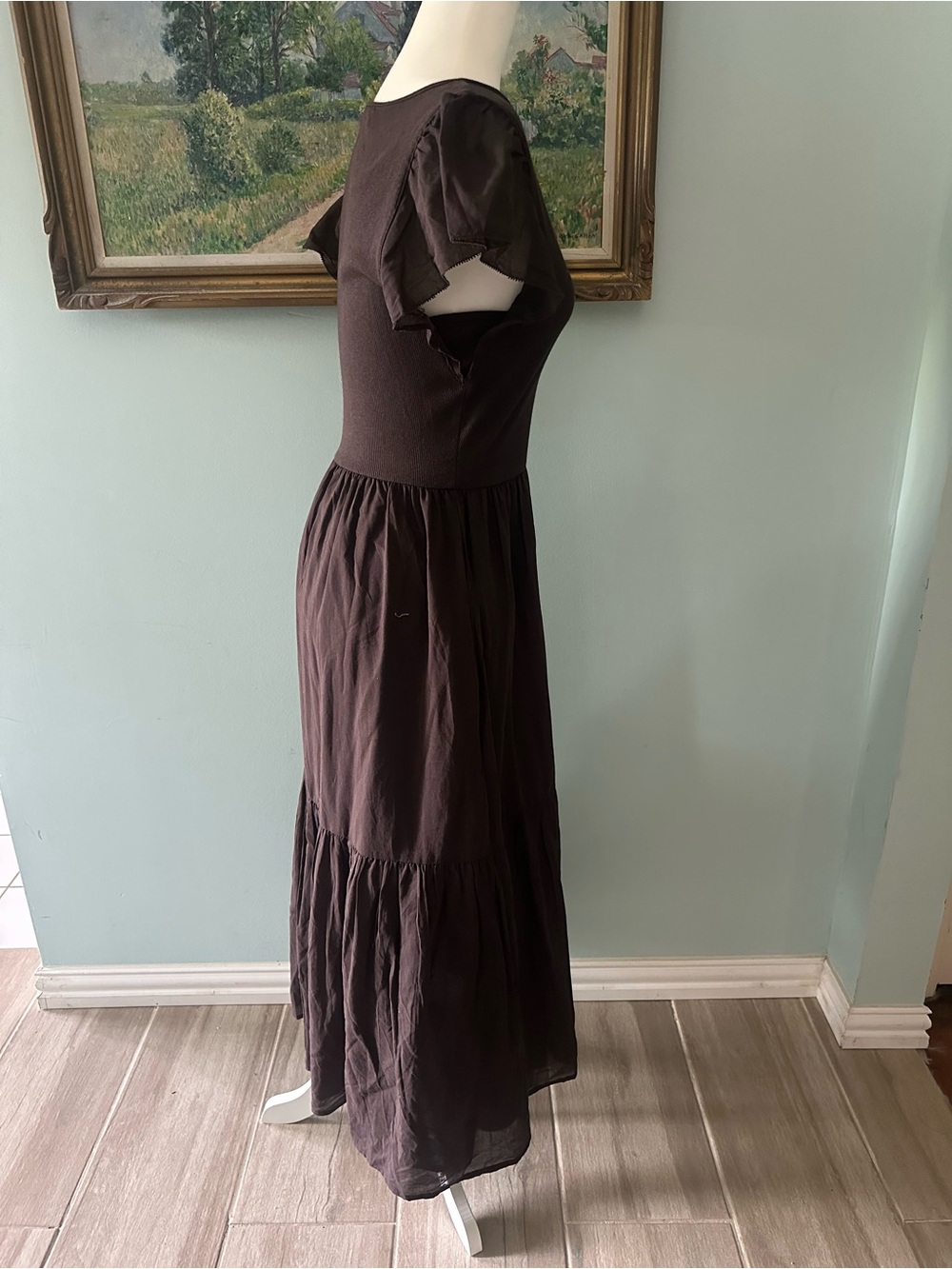 GAP Brown V-Neck Flutter Sleeve Maxi Dress - Picture 4 of 7